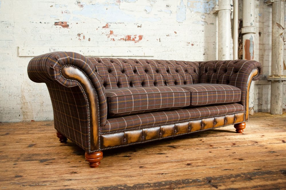 Conrad Chesterfield Sofa - Tweed Dark Brown Tweed