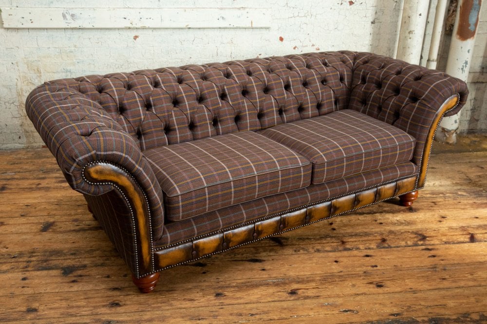 Conrad Chesterfield Sofa - Tweed Dark Brown Tweed