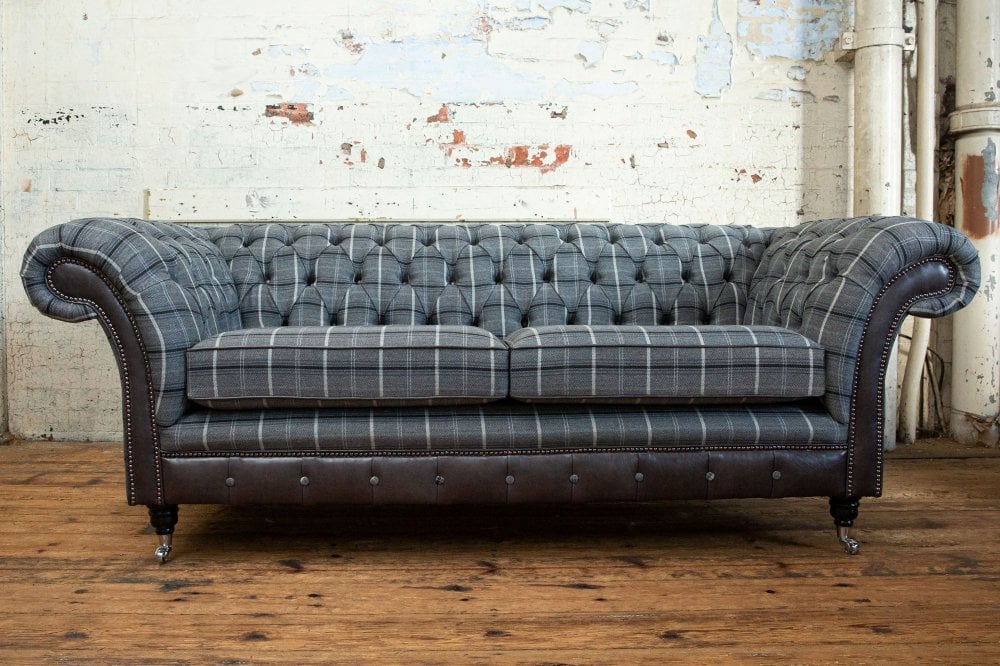 Conrad Chesterfield Sofa - Grey Tweed