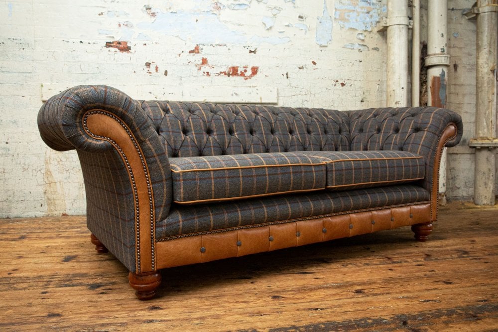 Conrad Chesterfield Sofa - Tan Brown Tweed