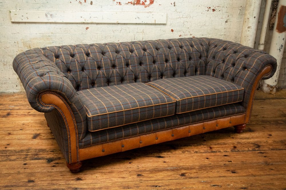 Conrad Chesterfield Sofa - Tan Brown Tweed