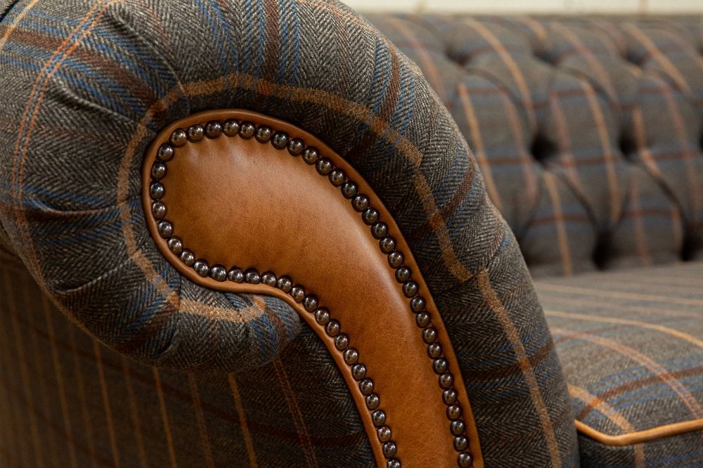 Conrad Chesterfield Sofa - Tan Brown Tweed