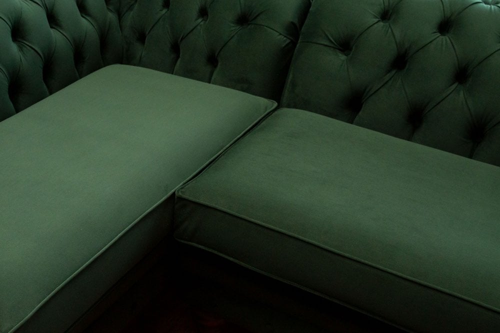 Woodstock Corner Chesterfield Sofa Available in all sizes and fabrics | Bespoke sizes available.