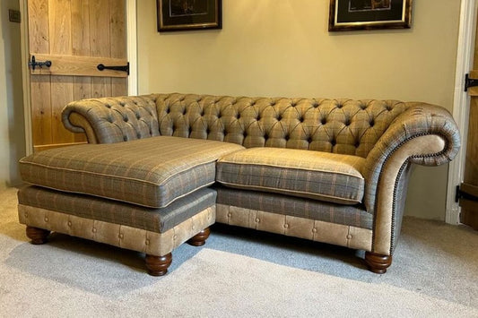 Conrad Chaise End Chesterfield Sofa Available in all sizes and fabrics.