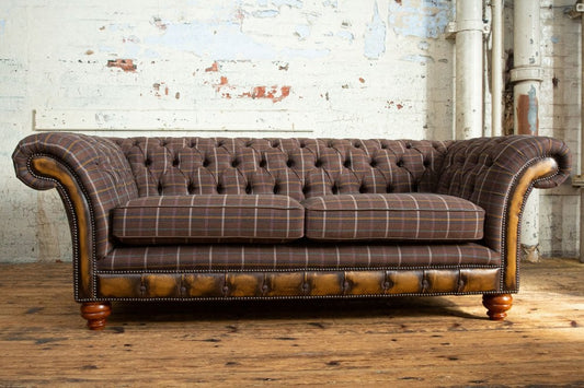 Conrad Chesterfield Sofa - Tweed Dark Brown Tweed
