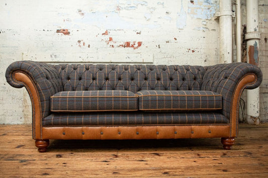 Conrad Chesterfield Sofa - Tan Brown Tweed
