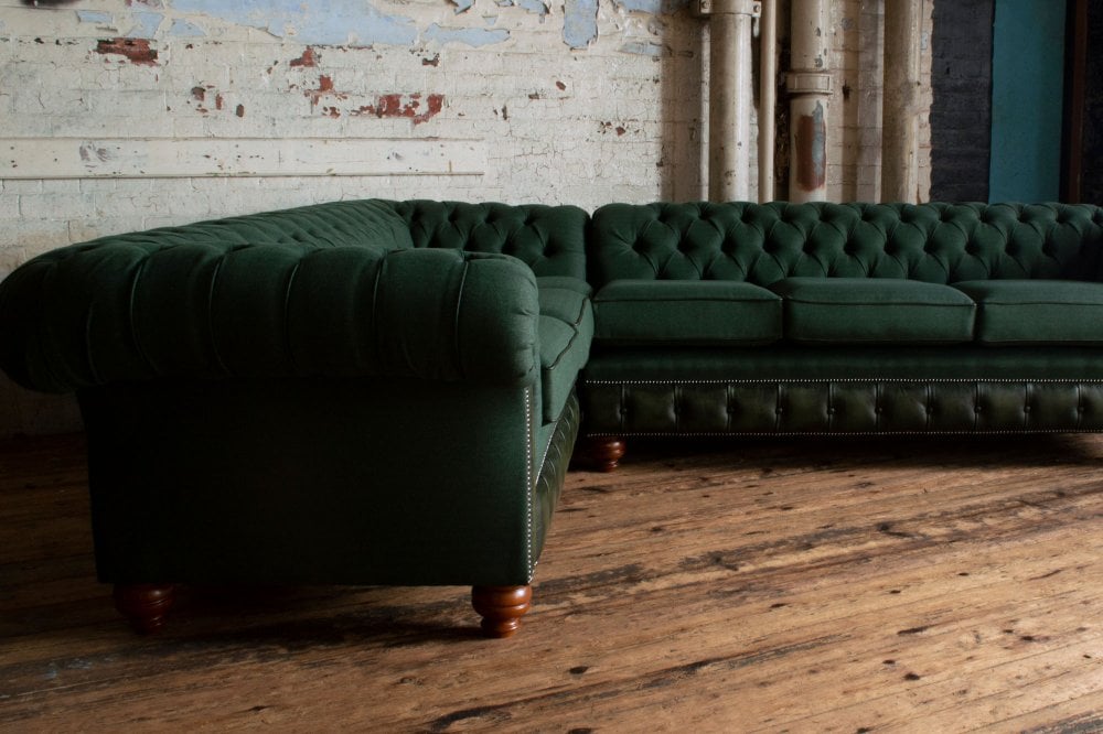 Conrad Corner Chesterfield Sofa Available in all sizes and fabrics | Bespoke sizes available.