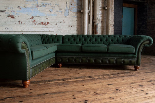 Conrad Corner Chesterfield Sofa Available in all sizes and fabrics | Bespoke sizes available.